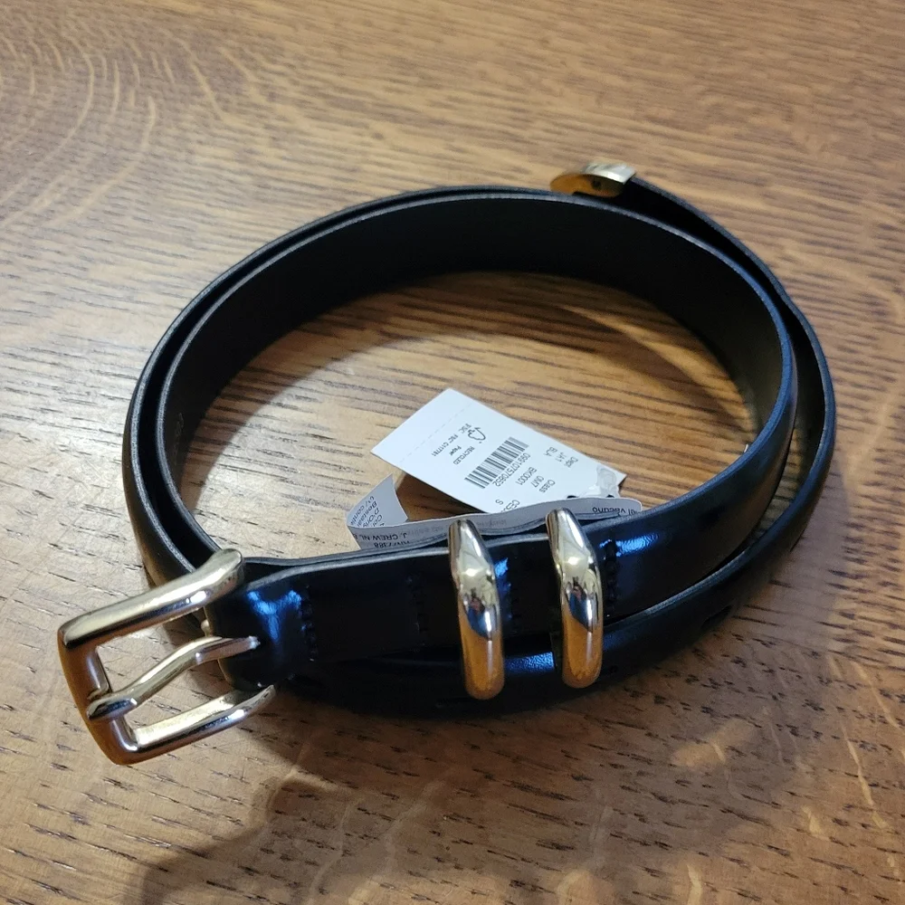 J. Crew Spazzolato Italian Leather Belt - black with gold hardware - Picture 5 of 11